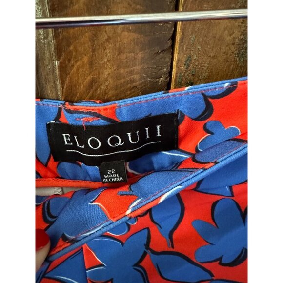 Eloquii Womens Red Blue Floral Hearts Stretch Dress Shorts Sz. 22 NWT - Picture 3 of 8